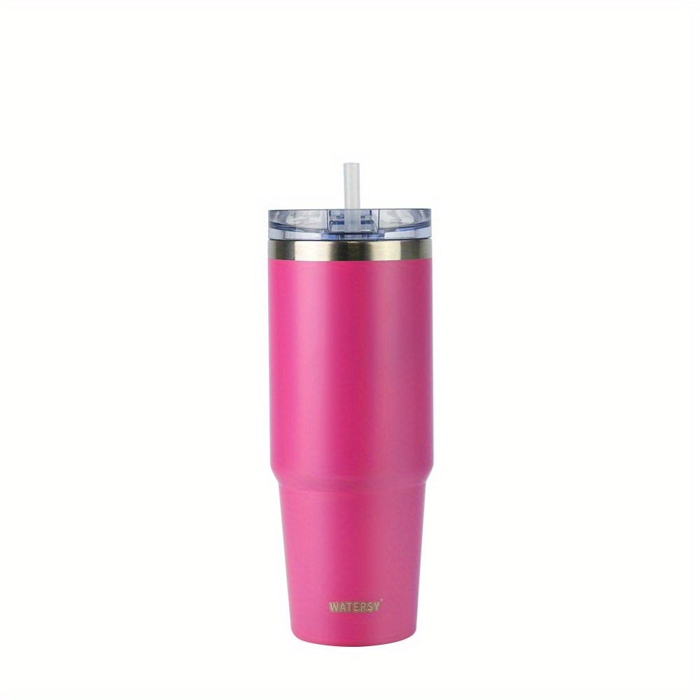 30oz stainless steel popsicle cup with push piece switch cover, straw, and color box packaging.