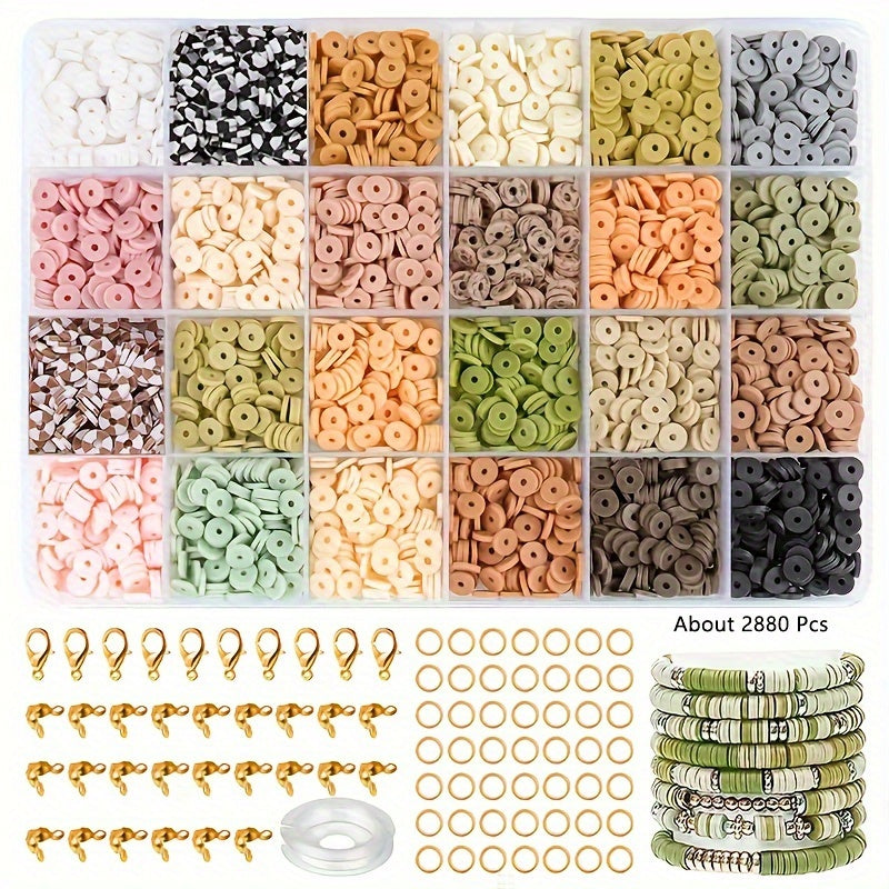 2400 pieces of Multicolor Pottery Clay Slice Loose Beads for creating DIY Bracelets, Necklaces, and Earrings. Ideal for Jewelry Making Accessories.