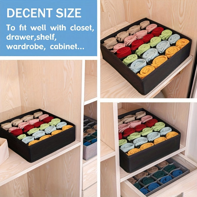 Drawer Organizer 24-Cell Fabric Storage Box for Underwear, Socks, and Clothing - Lightweight, Collapsible Design with Separate Compartments for Easy Organization