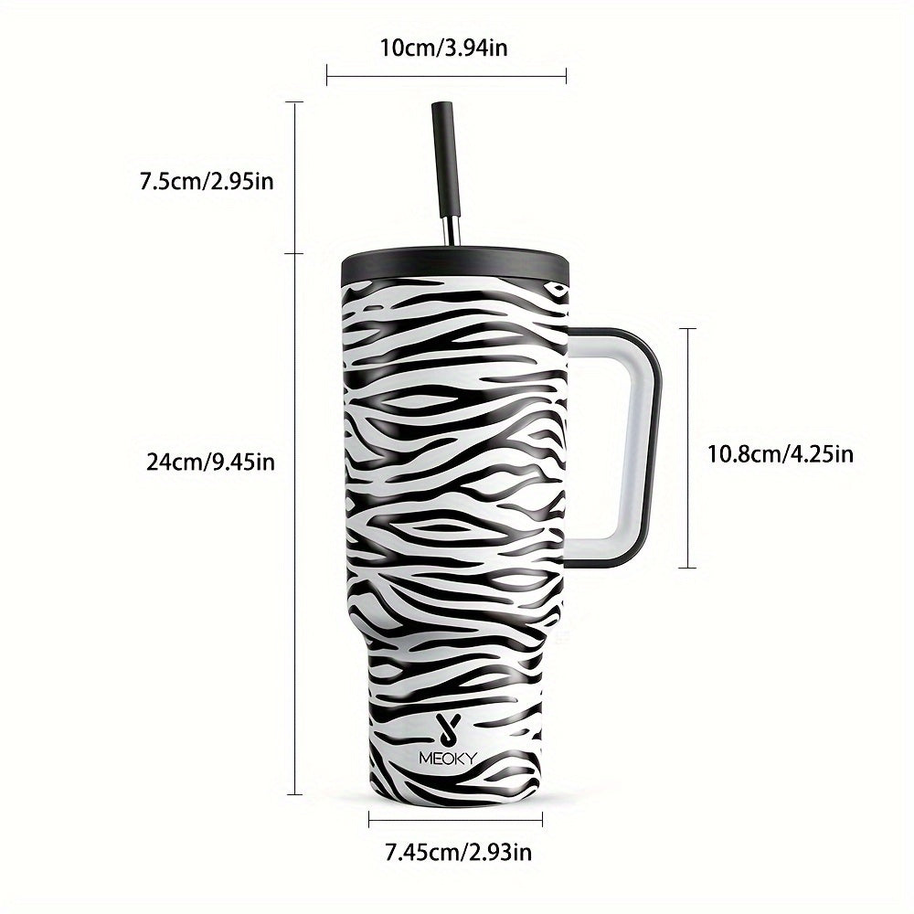 MEOKY 40oz Stainless Steel Tumbler with Lid, Straw, Insulated, BPA-Free, Cold for 24 Hours, Hot for 10 Hours, Ideal for Outdoor Activities, Hand Wash Only