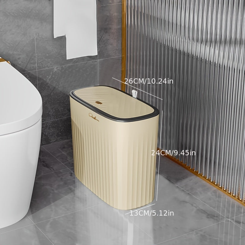 LuxeSpace trash can with odor-sealing function and high capacity, made of durable PP material, suitable for bathroom, living room, and kitchen.