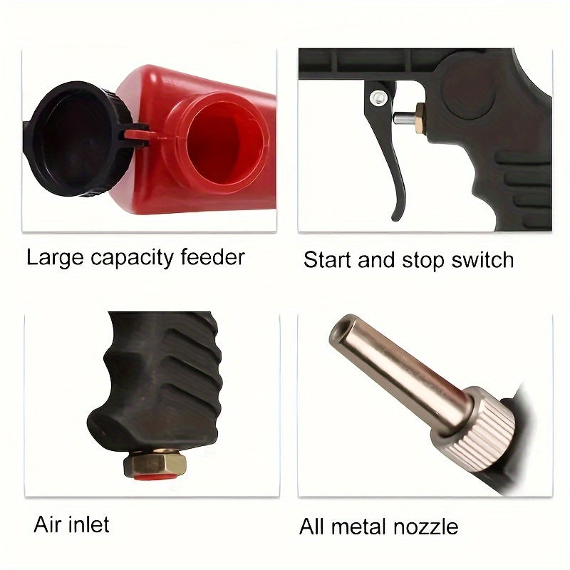 Portable 90psi Gravity-Fed Sandblasting Gun - Ideal for RVs & Accessories for Rust Removal & Detailing.