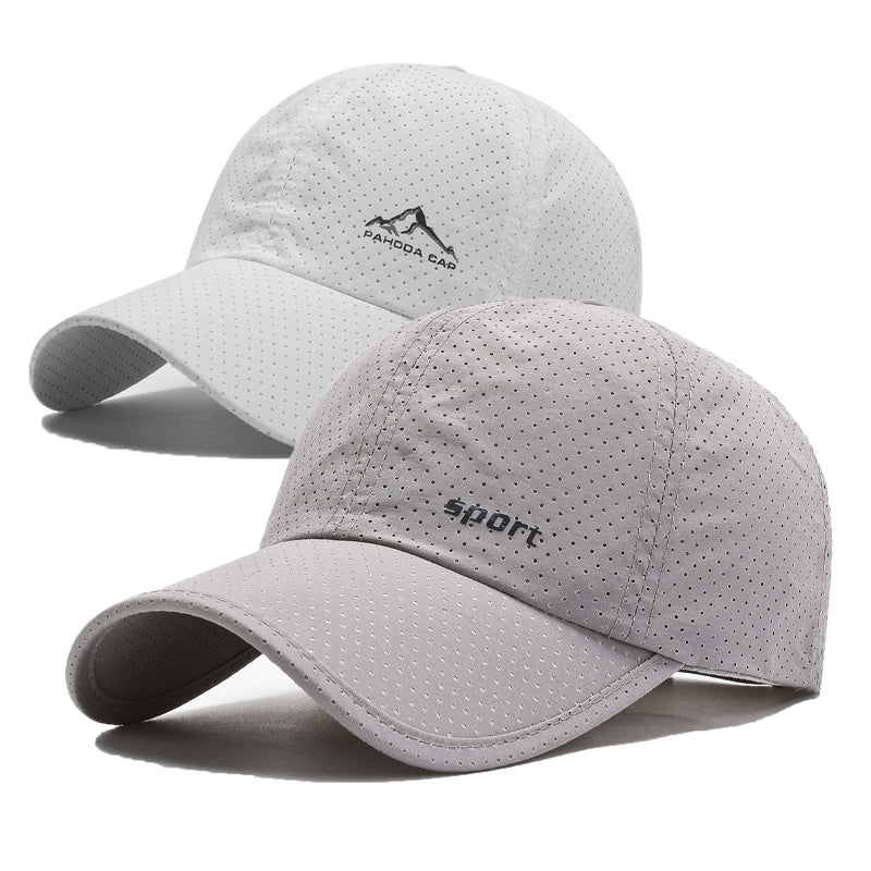 2-Pack Quick-Dry Baseball Caps, 100% Polyester Mesh, Snow Mountain & Sport Letter Print, Casual Sports Style for Spring/Summer