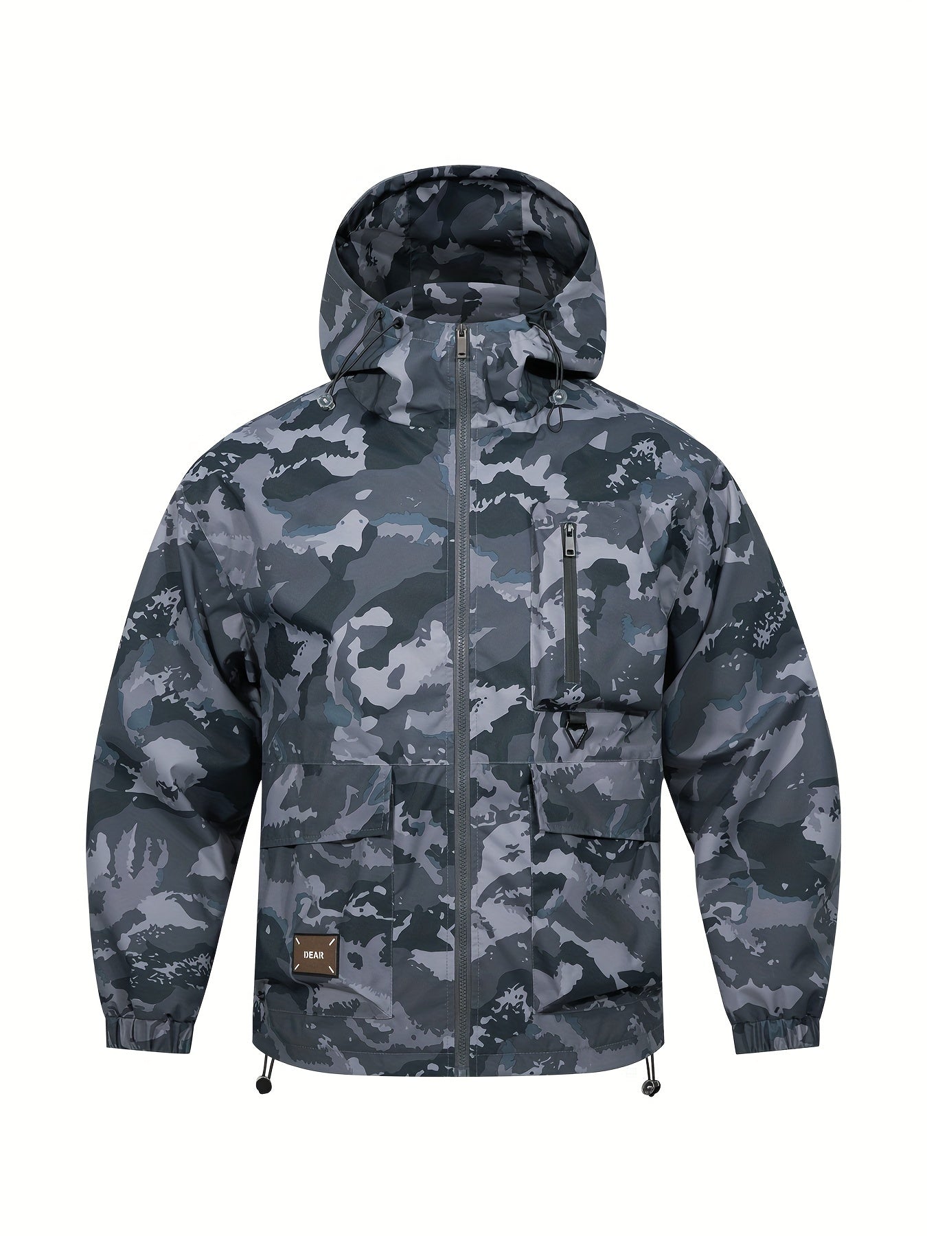 Men's Camouflage Hooded Zip Up Jacket, Multi-pocket Coat for Spring/Autumn Outdoor, Loose Cargo Hooded Jacket, Trendy Item.