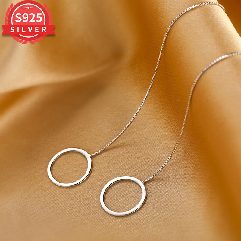 925 Hypoallergenic Fashionable Long Tassel Geometric Circle Earrings for Women, a versatile and stylish accessory suitable for all occasions. This simple yet elegant design complements any outfit, making it the perfect gift for the woman with a unique