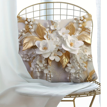 Contemporary 3D Floral Print Cushion Cover - 18x18 inches for Home Decor