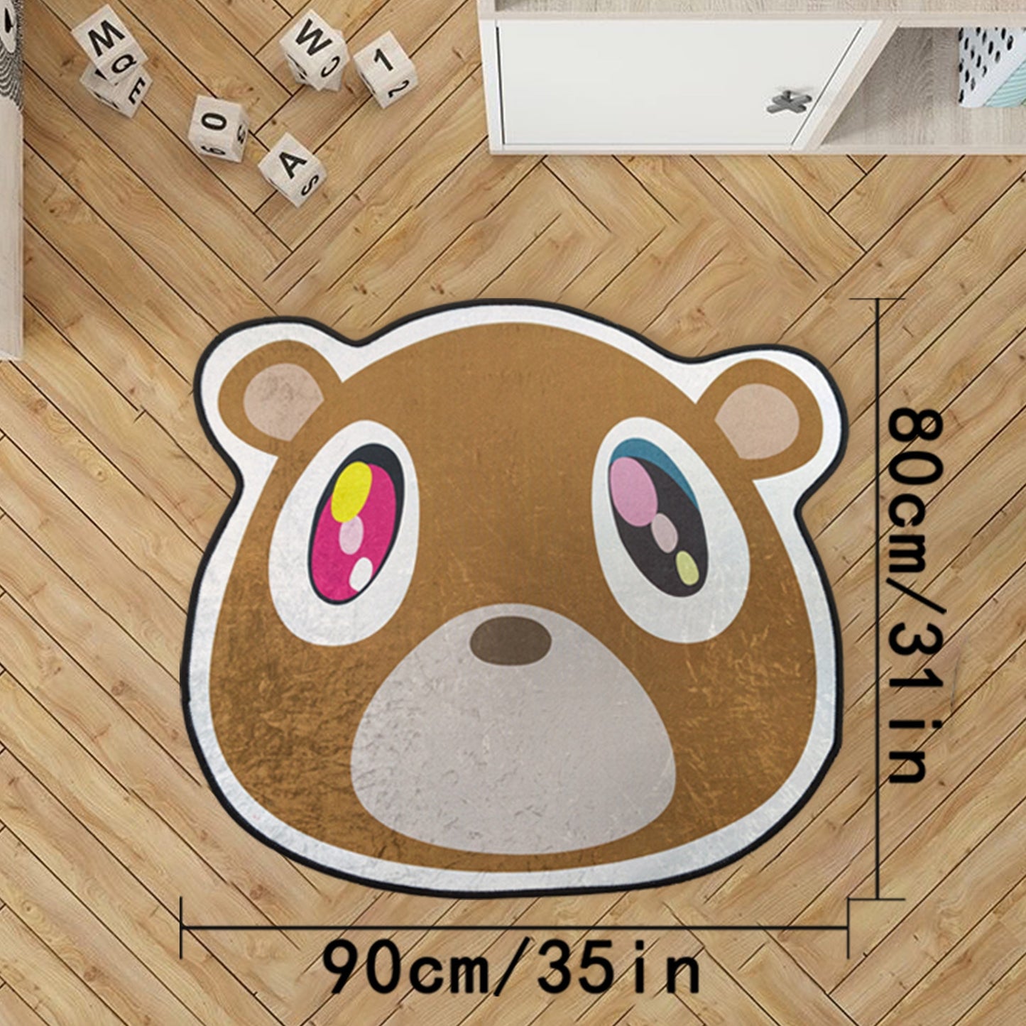 Plush Bear Rug: Luxuriously Thick, Durable, and Easy to Care for - Ideal for Living Room and Bedroom Decor, Featuring a Reflective Cartoon Design