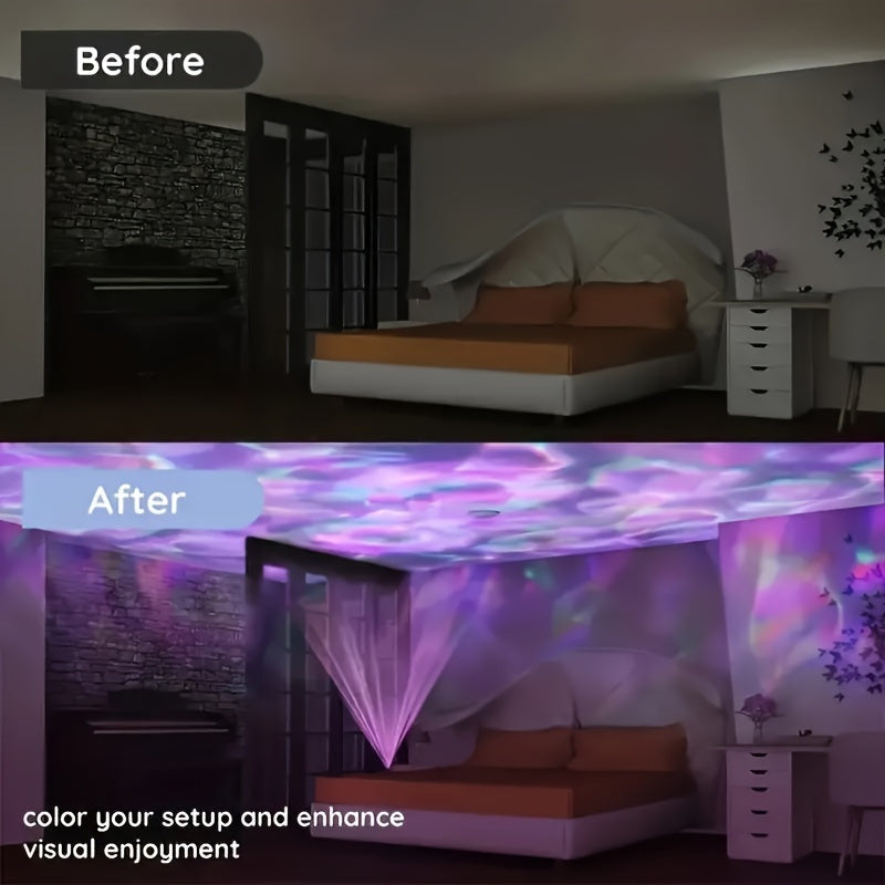 Magical Water Ripple LED Night Light - Powered by USB. Great for Bedroom, Gaming Room, and Garden Decor. Perfect gift for Valentine's Day, Christmas, weddings, and birthdays.