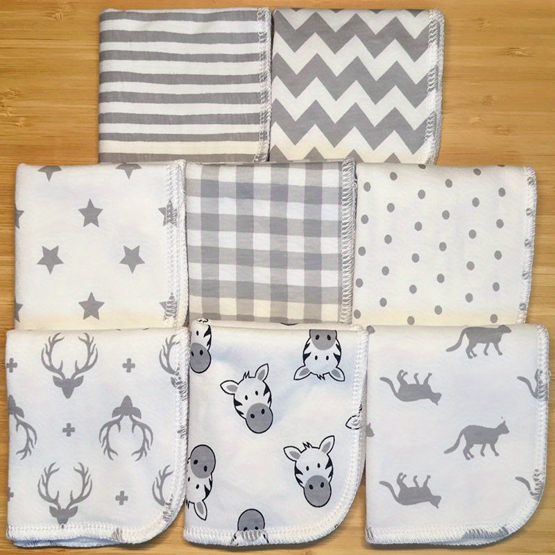 Versatile 8Pack Handkerchief: Use as a Face Towel, Washcloths, Bib Towel, Burp Cloth, or Gift for Christmas, Halloween, or Thanksgiving Day