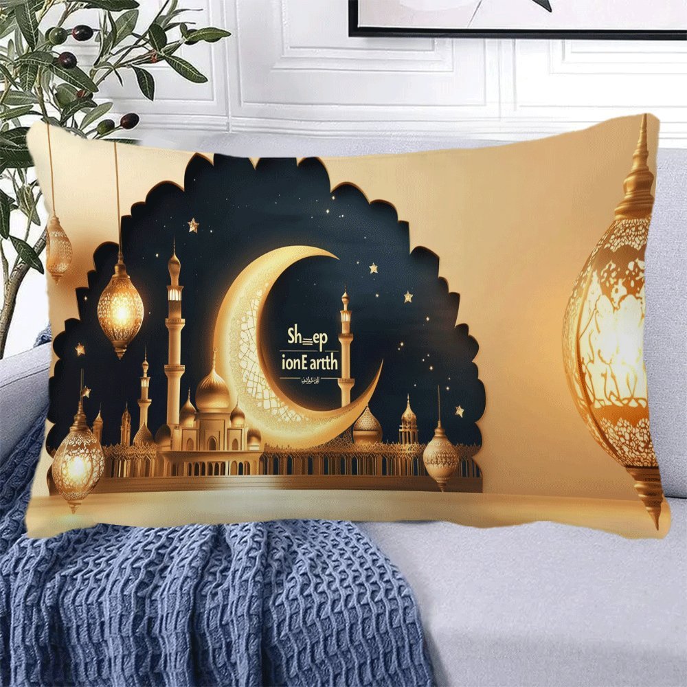 This Classic Ramadan Mubarak Islamic Lantern Watercolor Hug Pillow Cover measures 50.8X30.48cm and is made of soft flannel fabric. It features an invisible zipper closure and is machine washable for convenience. Perfect for all-season use, this back