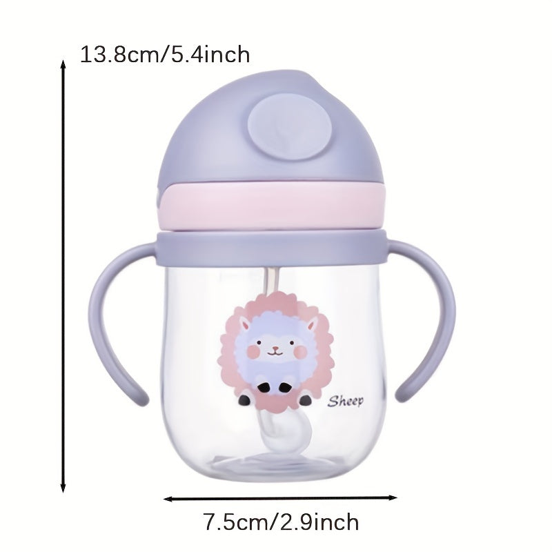 250ml Cartoon Print Kids Drinking Mug with Straw, Durable Leak-Proof Plastic, BPA-Free, Easy to Carry and Clean