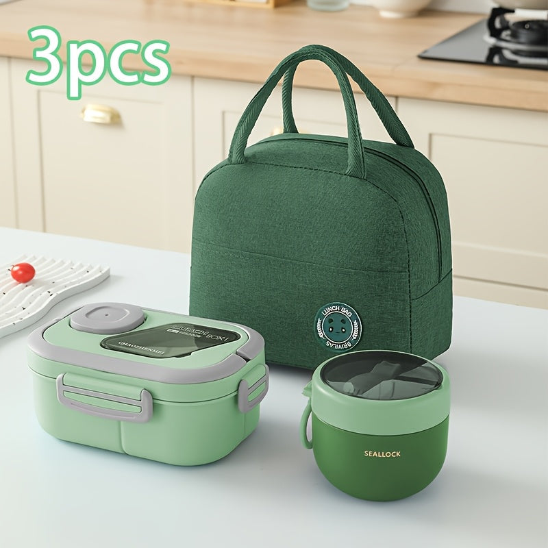 3pcs Heart Leaf Reusable Lunch Box Set with Insulated Carry Bag, Perfect for Office, Outdoor, School, Picnic, Back to School, Christmas & Halloween Themes