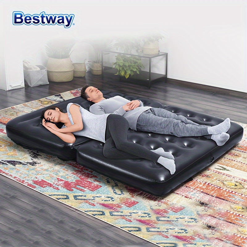 Bestway Double Inflatable Sofa in Classic Black PVC with Backrest for Outdoor Use, Camping, and Lawn Decor by BESTWAY