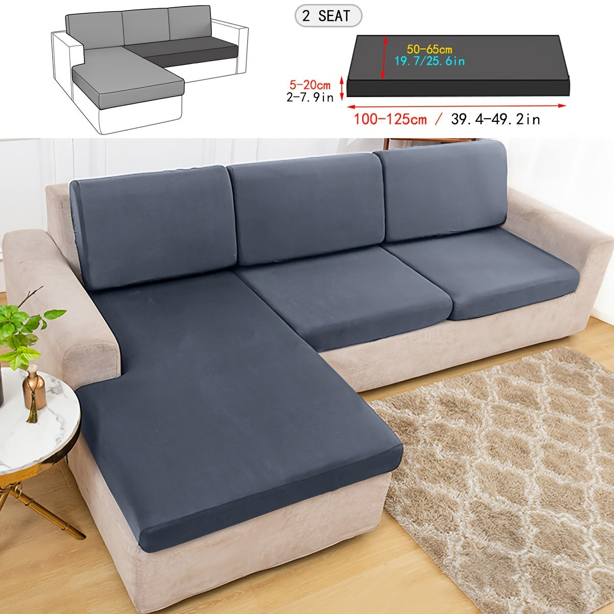 Durable sofa cover in solid color, suitable for pets, dustproof, and machine washable for living room, bedroom, and dining area.