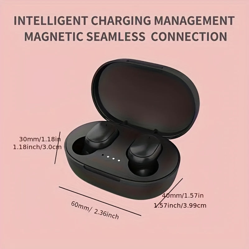 Compact and portable wireless headphones with transparent space capsule design and battery level display.