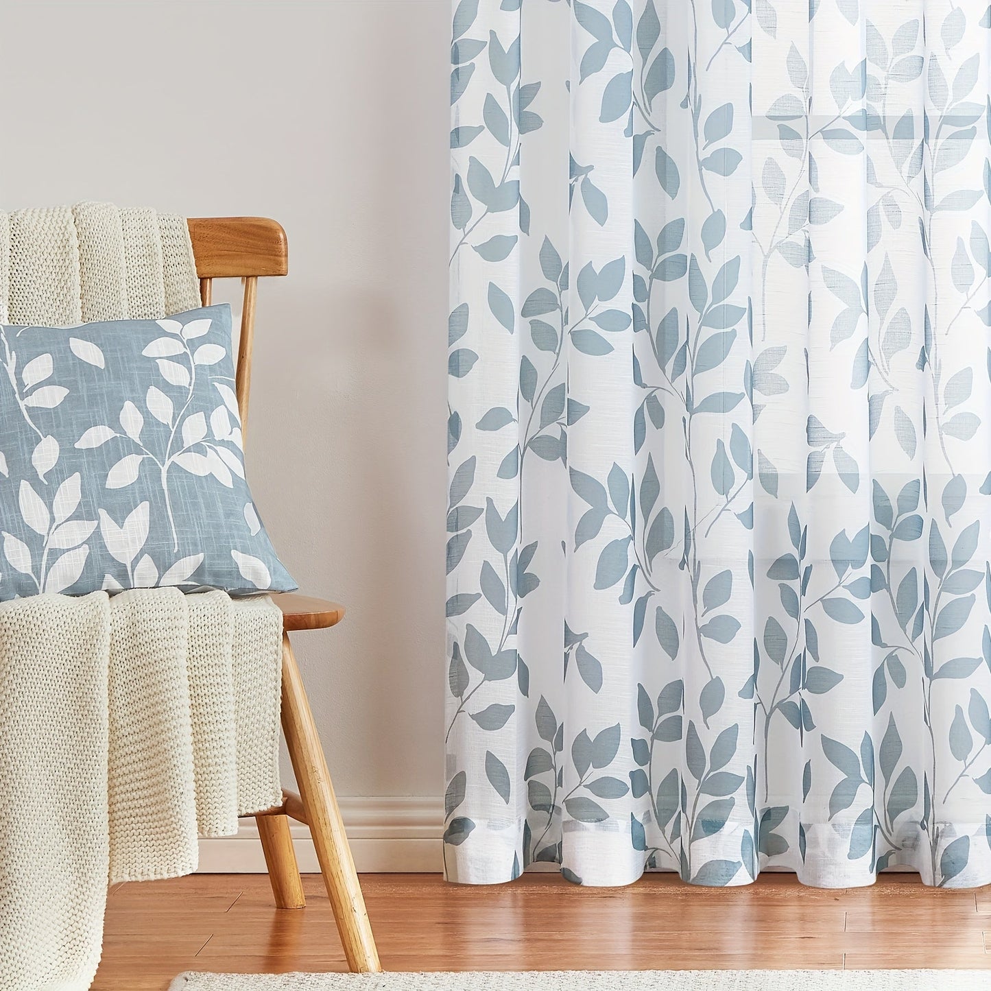 Decorate your bedroom, office, kitchen, living room, or study with these two leaf printed linen white sheer curtains. These rod pocket window treatments are the perfect addition to your home decor.