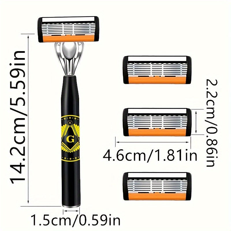 Luxury Men's Safety Razor Set with Ultra-Sharp Blades, Ergonomic Design, 6-Layer Stainless Steel Head, Durable Metal Handle.