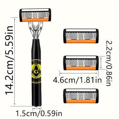 Luxury Men's Safety Razor Set with Ultra-Sharp Blades, Ergonomic Design, 6-Layer Stainless Steel Head, Durable Metal Handle.