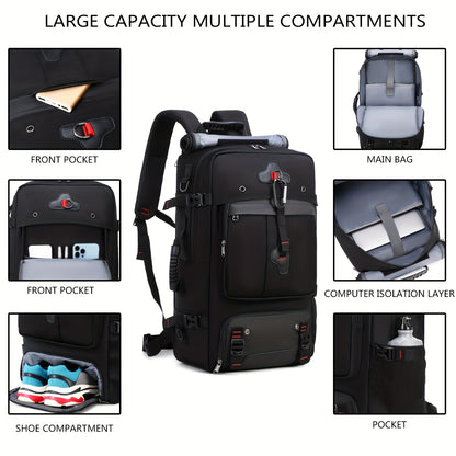 50L hiking backpack for women with large capacity, shoe compartment, and 17.3-inch computer sleeve, ideal for camping and back-to-school season.