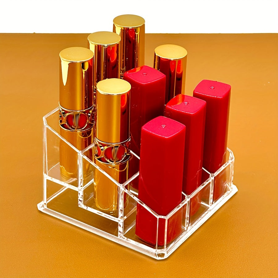 Stylish organizer for lipstick with multiple compartments made of lightweight plastic, ideal for bathroom and vanity storage.