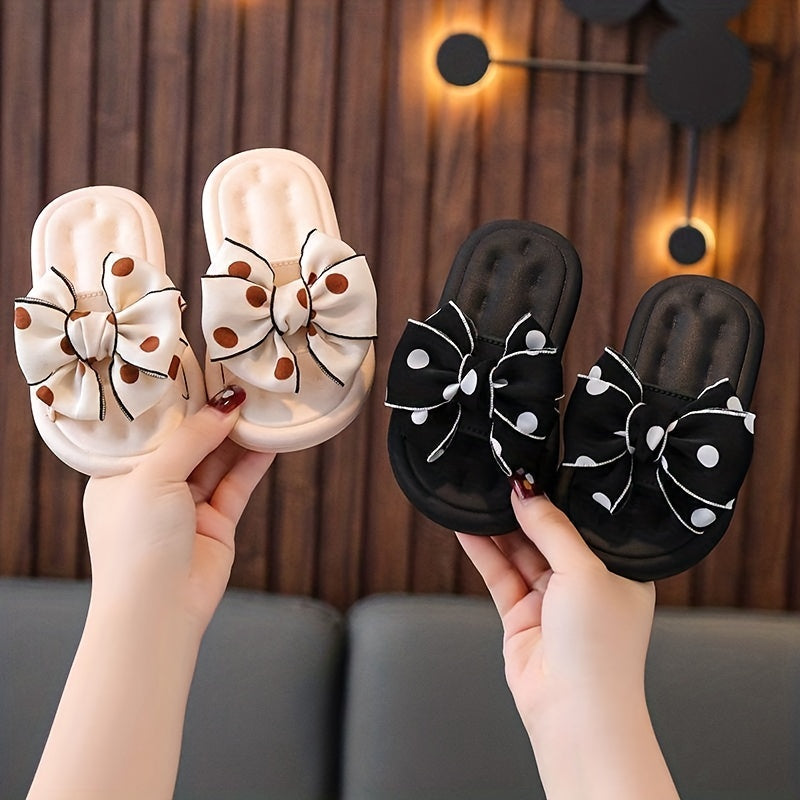 Stylish bowknot slippers for girls that are non-slip and lightweight, suitable for indoor, outdoor, pool, and beach use in all seasons.