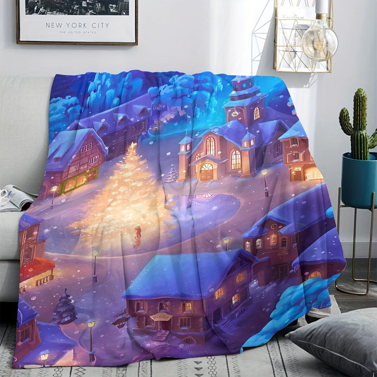 Soft plush throw blanket with an anime theme, perfect for adding a contemporary touch to any room. This all-season cozy and lightweight blanket is ideal for the bedroom, living room, sofa, office, or even camping trips. Made of versatile knitted