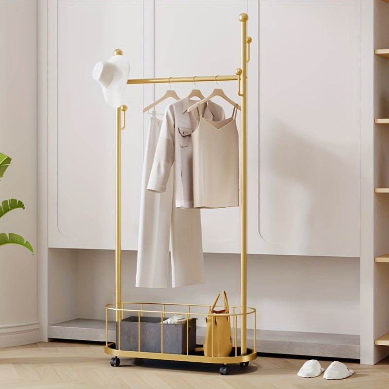 Clothes Hanger Floor Stand with Wheels - Movable Hanging Clothes Rack - Household Drying Rack - Nordic Light Luxury Cactus Storage Wardrobe Stand