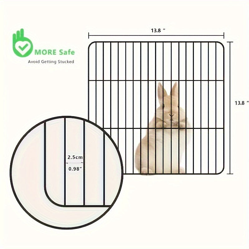 Portable metal wire playpen for small pets like rabbits and guinea pigs, suitable for indoor and outdoor use. Features rust-proof coating, easy assembly, and measures 35.05x35.05 cm with 12