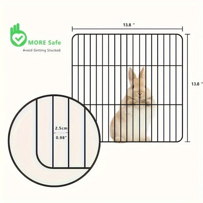 Portable metal wire playpen for small pets like rabbits and guinea pigs, suitable for indoor and outdoor use. Features rust-proof coating, easy assembly, and measures 35.05x35.05 cm with 12