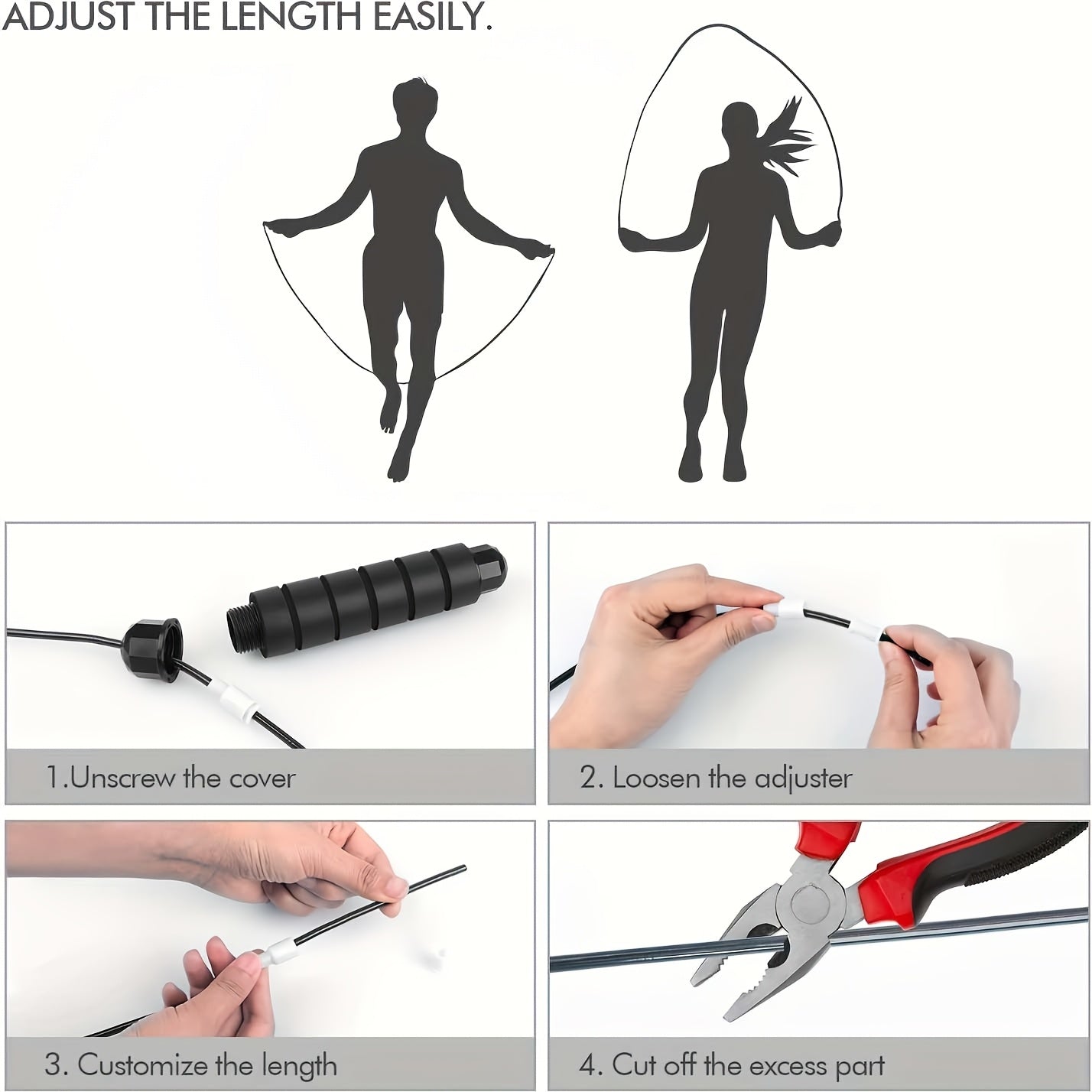 Jump rope with memory foam handle for effective cardio and weight loss training.