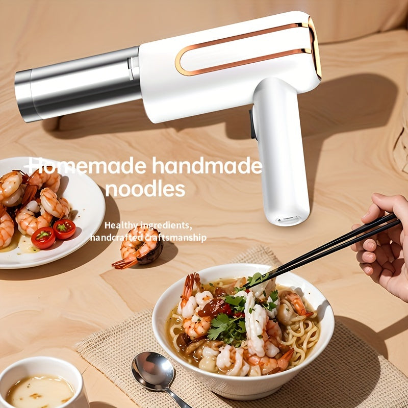 Convenient Electric Noodle Maker with Digital Display - Rechargeable via USB, Made of Stainless Steel, Simple to Clean, Ideal for Use at Home or Outdoors