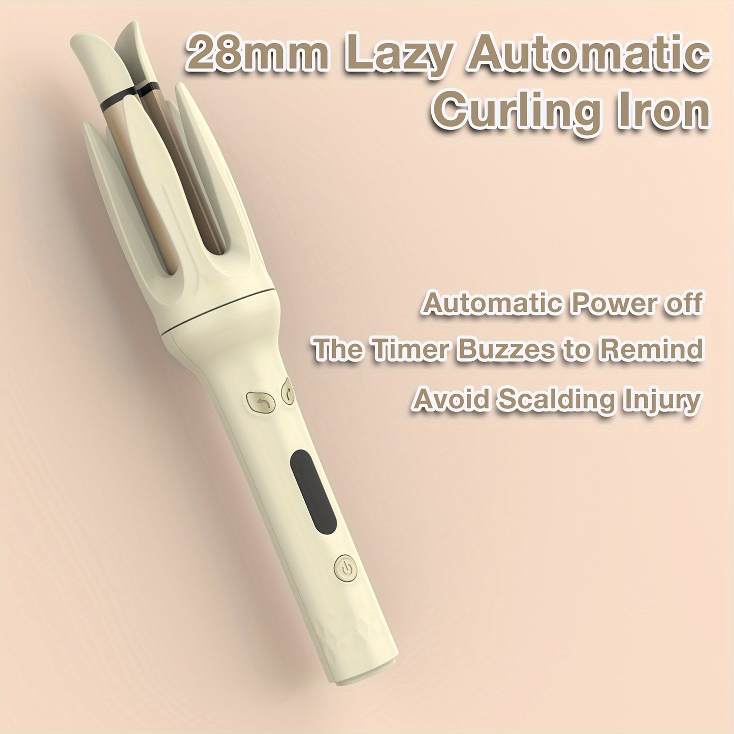 GENAI 28mm Large Barrel Automatic Hair Curler with 4 Temperature Modes, Negative Ion Generator, Timer & Auto Shut-Off, Stylish Purple & Golden Design for Easy Use by Women.