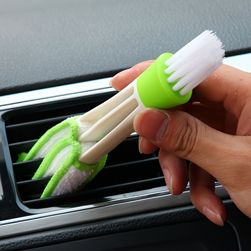 Detachable and washable car vent cleaning brush for hard-to-reach corners and door partitions.