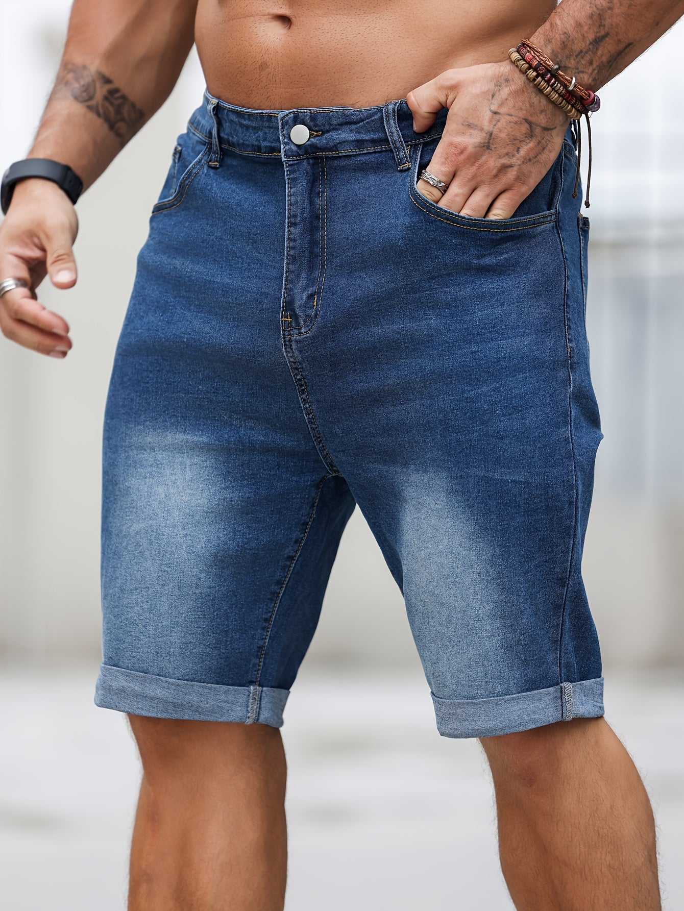 Plus size men's denim shorts