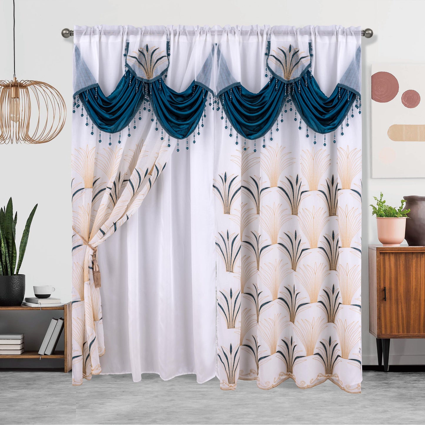 One piece of embroidered double-layer curtain, perfect for enhancing home décor, suitable for living room or bedroom, measuring 132.08 x 213.36 cm.