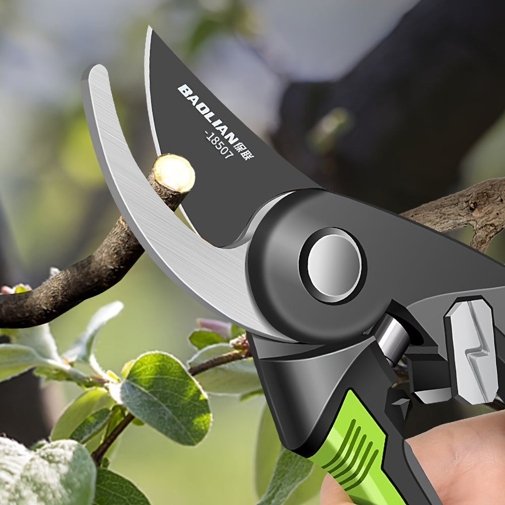 Professional pruning shears for gardening, ideal for trimming tree branches and floral arrangements.