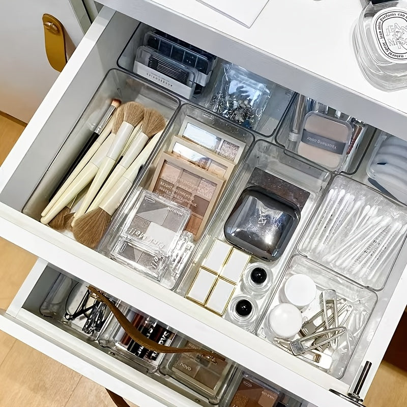 2024 Drawer Organizer - Transparent PET Box for Desk, Stationery, & Cosmetics