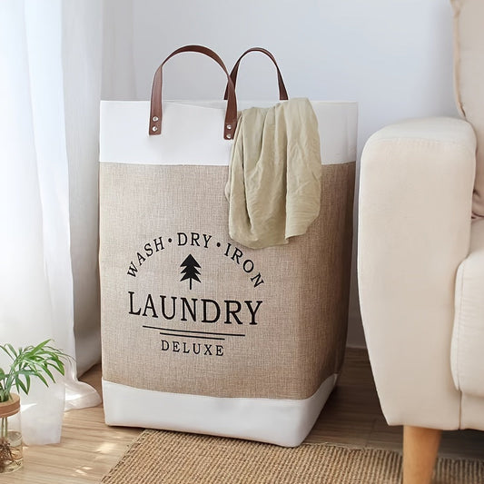 Large capacity laundry basket with portable handle for easy transportation. Versatile use as a dirty clothes basket, toy storage basket, or household laundry hamper. Perfect for organizing and storing items in the bathroom, bedroom, living room, or dorm.