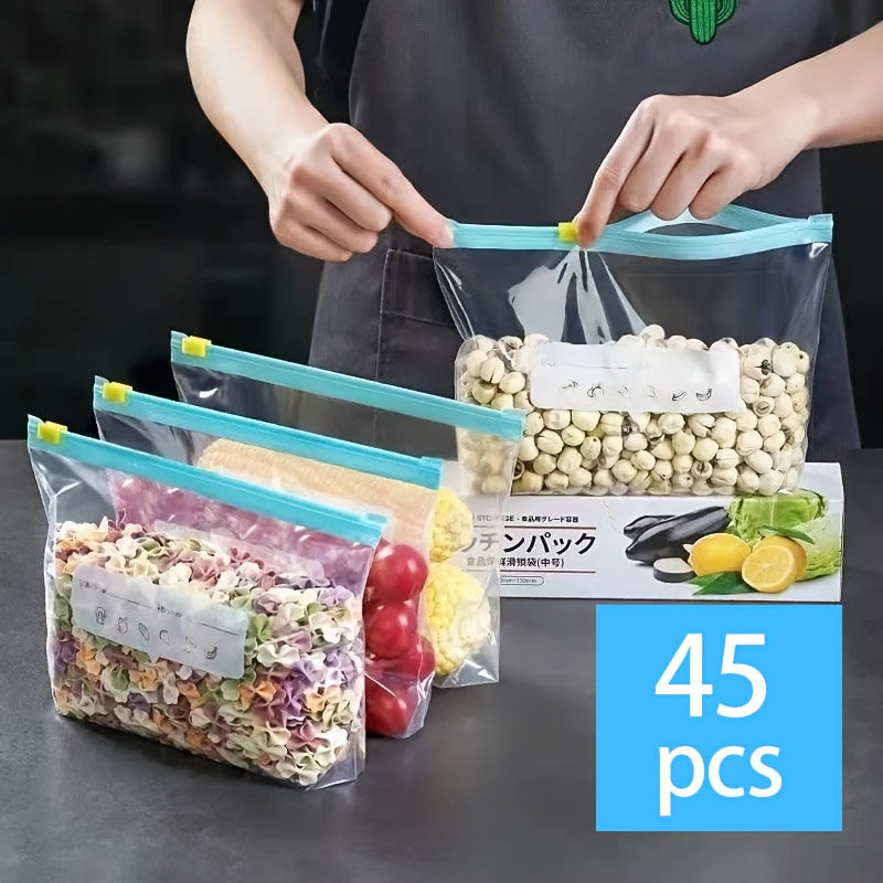 Storage Bags, Zipper Fresh-keeping Bags, Food Classification Bags, Food Sealed Bags - 45/60 Pieces. Ideal for Fruit, Grains, Vegetables, and Meat. Perfect for Kitchen Organization and Storage. A Must-Have Kitchen Accessory.