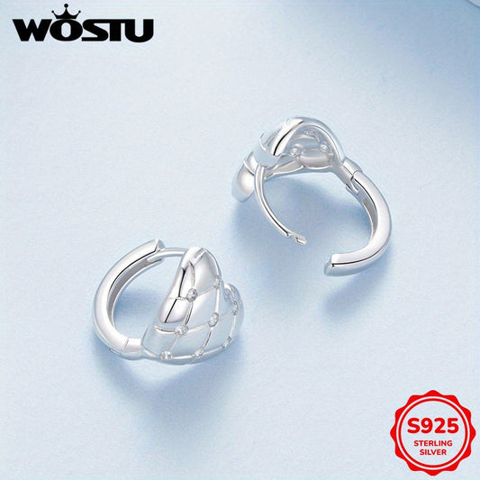 Adorable Pair of Japanese & Korean Inspired Heart & Checkered Pattern Sterling Silver Earrings with Synthetic Zirconia, Ideal for Hypoallergenic Women's Fashion Jewelry, Great for Everyday Wear or as a Valentine's Day Gift