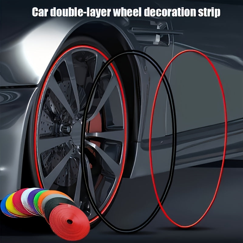 4pcs Universal Fit Car Rim Protector Strips, 195.0cm ABS Wheel Trim Decoration Strips, Anti-Collision Rubber Guards for front tires.