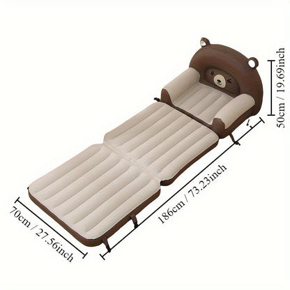 Teddy Bear Inflatable Folding Sofa Chair - Portable, Waterproof, and Stackable. Ideal for Indoor, Outdoor, Backyard, and Picnics. Hand wash recommended.