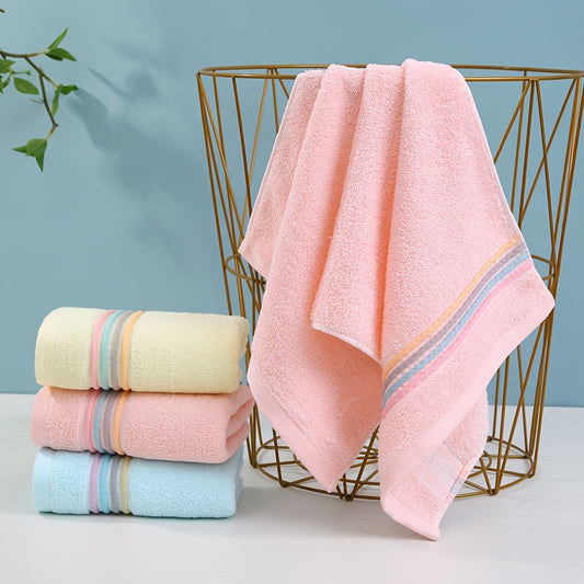 3-Pack of modern, soft knitted cotton towels with stripes, 420 GSM, space-themed design, 3-color combo