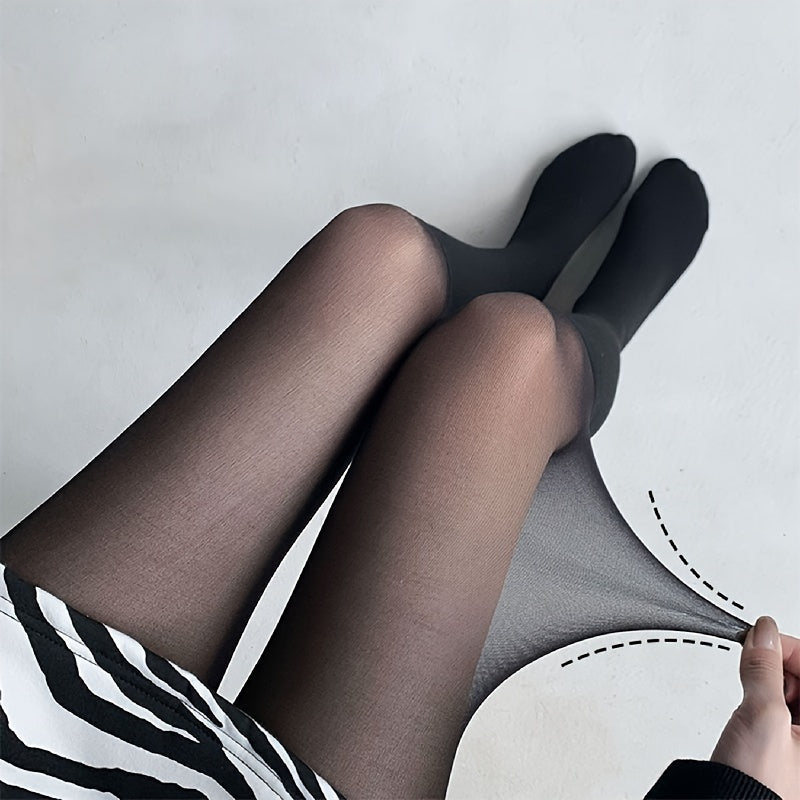 Stylish black sheer tights for women - high-waisted, stretchy nylon blend suitable for spring and fall.