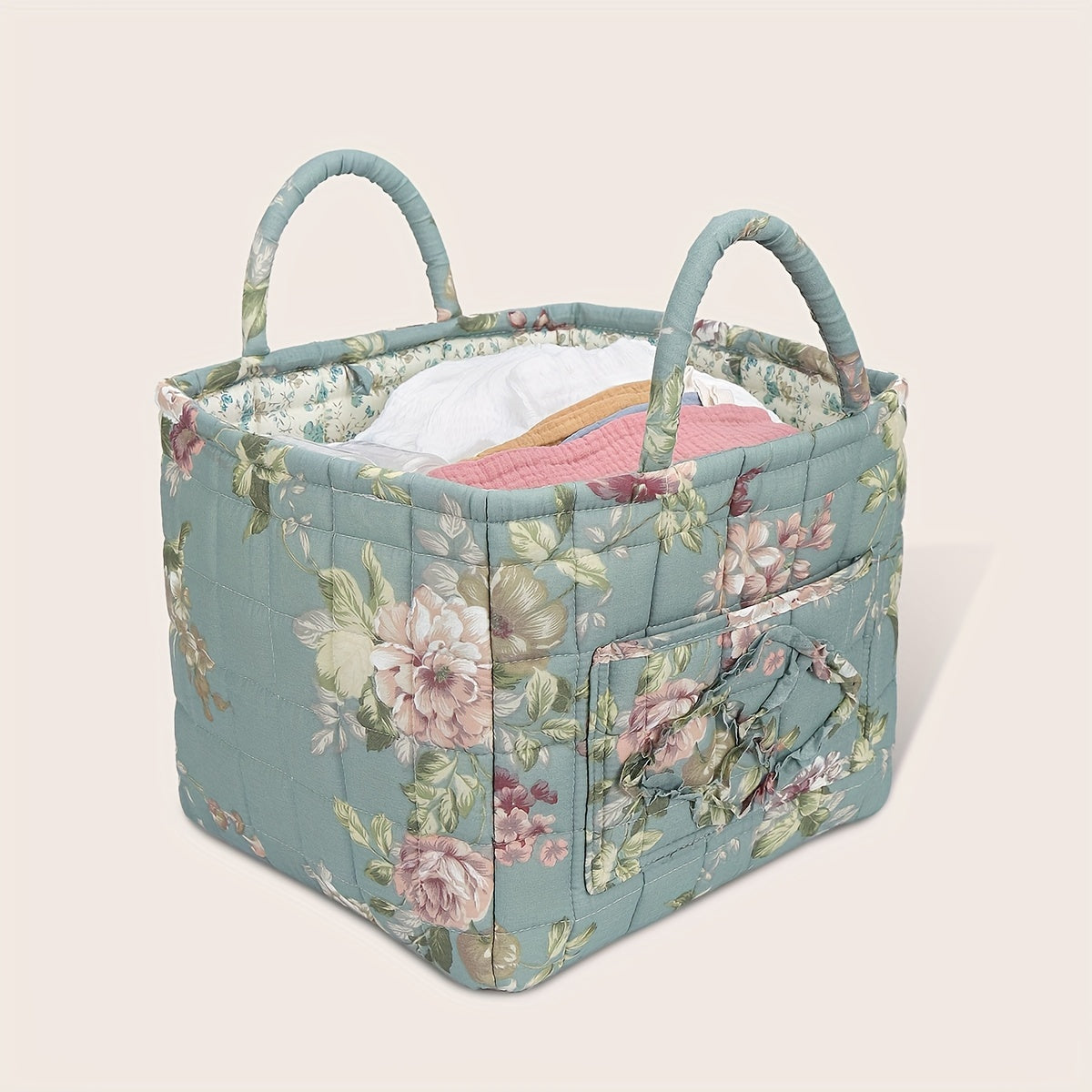 Unfinished Polyester Large Capacity Country-Style Fabric Basket for Diapers and Toys