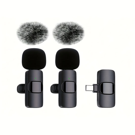 SENWUKO Wireless Lavalier Microphone with USB-C and dual microphones, ideal for streaming, podcasting, and video recording