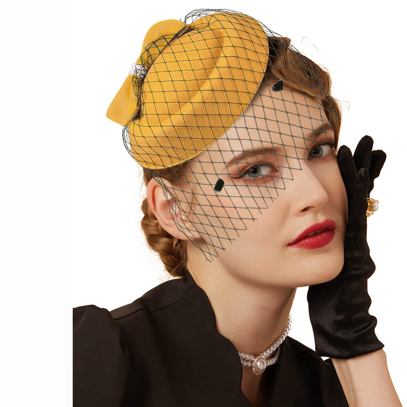 Elegant Pillbox Hat Hair Clip Fascinator for Ladies in Retro Style, Perfect for Cocktail Parties, Tea Parties, and Special Occasions.