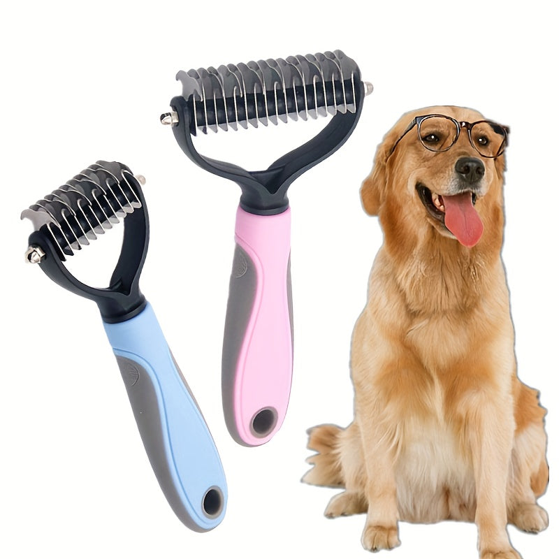 Double sided pet fur knot cutter for dog grooming and shedding, also suitable for removing pet cat hair.