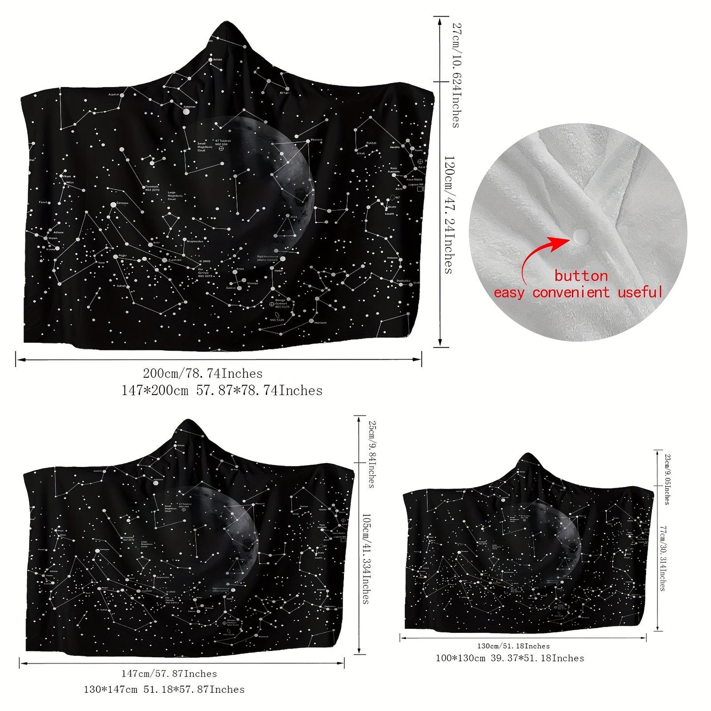 Starry Sky Hooded Blanket - This magical blanket is perfect for napping, lounging, or traveling. Get cozy and stay warm with this soft and thick hooded cape blanket, ideal for use on the sofa, in the office, or in bed.