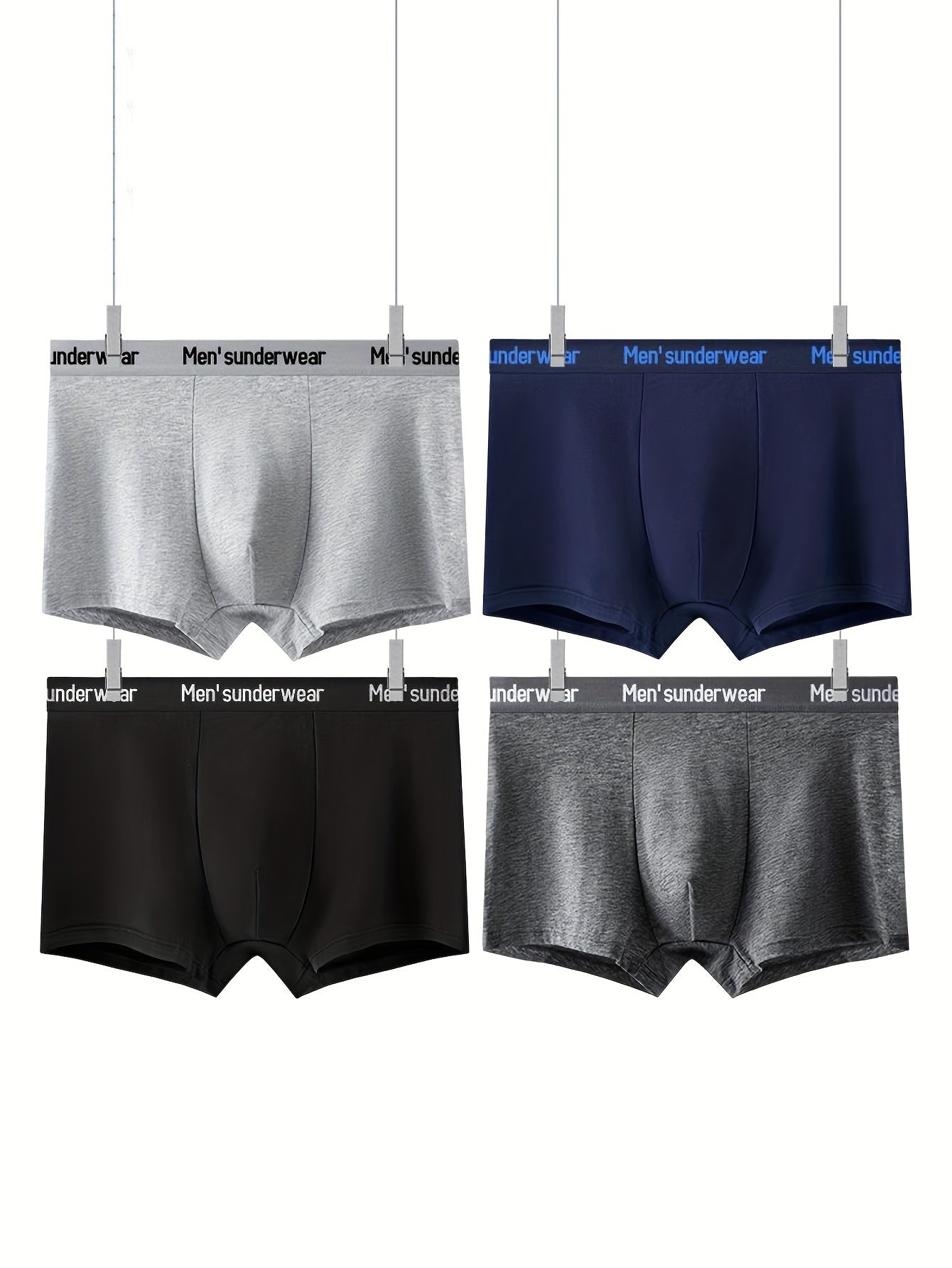 4-Pack Men's Cotton Underwear Shorts with Breathable Elastic Waistband